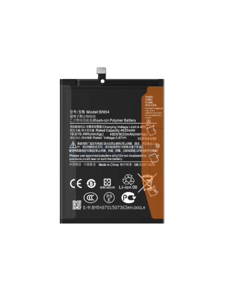BATERIA BN54 PARA REDMI NOTE 9 / REDMI NOTE 9T