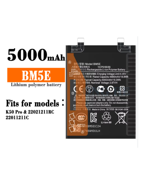 BATERIA BM5E PARA XIAOMI K50 PRO ORIGINAL