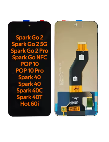 DISPLAY TECNO SPARK 40 4G / SPARK 40 C / SPARK 40 T / INFINIX HOT 60I / SPARK GO 2 / SPARK G0 2 5G / SPARK GO 2 PRO /  POP 10