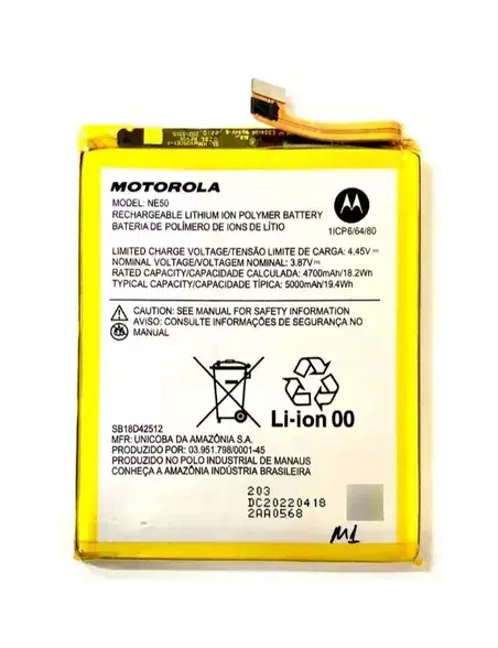 BATERIA MOTOROLA NE50 ORIGINAL MOTO G50 / MOTO G52 / MOTO G72 / MOTO G82 / MOTO G71S